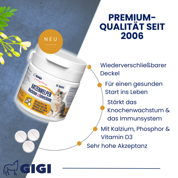 GIGI VET Katzenwelpen Wachstum & Entwicklung Mit Kalzium & Vitamin D3 Ohne künstliche Zusätze