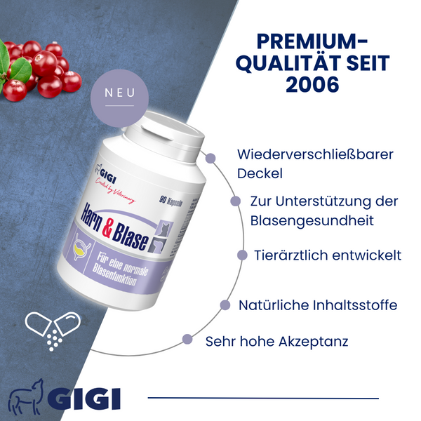 GIGI VET Harn & Blase Kaps. Für Hunde und Katzen Bei Blasenschwäche oder Inkontinenz